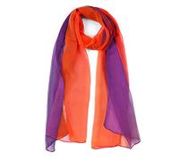 Uxcell Long Chiffon Light Wedding Scarf Silky Gradient Color Party Shawl Spring Summer Beach Wrap for Women Orange Purple 63"x19.6"