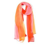 Uxcell Long Chiffon Light Wedding Scarf Silky Gradient Color Party Shawl Spring Summer Beach Wrap for Women Red Orange Pink 63"x19.6"