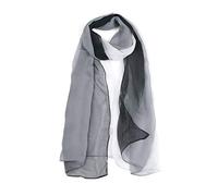 Uxcell Long Chiffon Lightweight Sheer Wedding Scarf Silky Gradient Color Party Shawl Spring Summer Beach Wrap for Women Black White 63"x19.6"