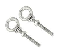 uxcell M3*25 1/8"x0.98" Stainless Steel Eye Bolts Threaded Screw Eyebolt Shoulder Ring with Nuts Washers for Lifting Hanging, 2 Set