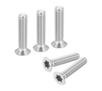 uxcell M6-1 x 30mm Flat Head Torx Anti Theft Machine Screws, 25 Pcs 304 Stainless Steel, Torx Drive, Countersunk Head, Full Thread, Silver