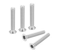 uxcell M6-1 x 40mm Flat Head Torx Anti Theft Machine Screws, 25 Pcs 304 Stainless Steel, Torx Drive, Countersunk Head, Full Thread, Silver