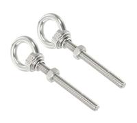 uxcell M6*50 1/4"x1.97" Stainless Steel Eye Bolts Threaded Screw Eyebolt Shoulder Ring with Nuts Washers for Lifting Hanging, 2 Set