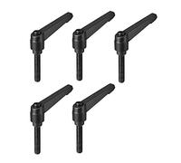 uxcell M8 x 40mm Handle Adjustable Clamping Lever Thread Push Button Ratchet Male Threaded Stud Knobs Locking Rotating Screw Handles Quick Release Bolt Black 5pcs