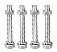 uxcell M8 x 55mm Hex Head Screws Bolts, Nuts, Flat & Lock Washers Kits, 304 Stainless Steel Fully Thread Hexagon Bolts 4 Sets