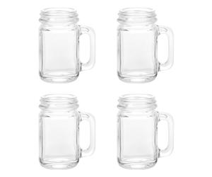 Uxcell Mason Jar Shot Glasses with Handles, 4Pcs 40ml/1.5 OZ Reusable Mini Mason Shooter Glass for Wedding Party Favors Home Bar Drinks Shot Favors Desserts