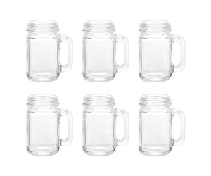 Uxcell Mason Jar Shot Glasses with Handles, 6Pcs 45ml/1.6 OZ Reusable Mini Mason Shooter Glass for Wedding Party Favors Home Bar Drinks Shot Favors Desserts