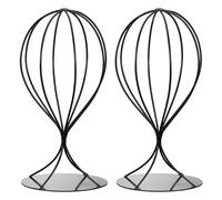 Uxcell Metal Hat Display Stand 2 Pack Tabletop Hat and Wig Rack Women Closet Holder 12.59" Height for Baseball Cap, Fedora Hat, Cowboy Hat - Black