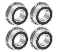uxcell MF105-2RS Miniature Flanged Ball Bearing 5x10x4mm Double Sealed Chrome Steel Flange Bearings, 4pcs