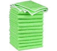 Uxcell Microfibre Cleaning Cloth 12 Pack Absorbent Fast Drying Dish Wash Cloths Repeatable Kitchen Dish Rags Green 18cm x 23cm
