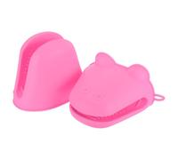 uxcell Mini Oven Mitts Gloves, 4.4x3.5x3.5 Inch Small Cute Silicone Mitts Gloves Pinch Grips Pot Holders for Kitchen Cooking Baking Grilling, Pink