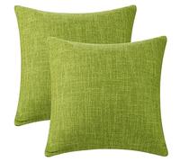 Uxcell Pack of 2 Burlap Linen Throw Pillow Covers Square Rustic Decorative Cushion Cover Farmhouse Solid Pillowcases for Couch Sofa Living Room Home Decor Green 40 x 40 cm
