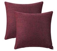 Uxcell Pack of 2 Burlap Linen Throw Pillow Covers Square Rustic Decorative Cushion Cover Farmhouse Solid Pillowcases for Couch Sofa Living Room Home Decor Claret 40 x 40 cm