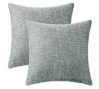 Uxcell Pack of 2 Burlap Linen Throw Pillow Covers Square Rustic Decorative Cushion Cover Farmhouse Solid Pillowcases for Couch Sofa Living Room Home Decor Dark Gray 40 x 40 cm