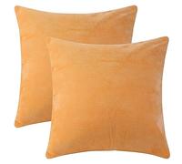 Uxcell Pack of 2 Chenille Throw Pillow Covers, Modern Solid Dyed Decoration Pillow Covers Soft Cozy Throw Pillow Covers with Zipper for Couch Sofa Home Decoration Orange 40 x 40 cm