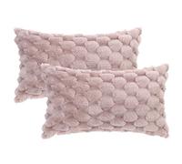 Uxcell Pack of 2 Soft Throw Pillow Covers Faux Fur Decorative Throw Pillow Covers Fuzzy Plush Cushion Covers Luxury Pillowcase for Sofa Couch Bed Livingroom Pink 50 x 30 cm