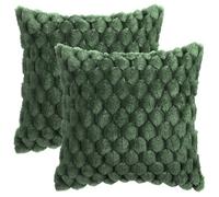 Uxcell Pack of 2 Soft Throw Pillow Covers Faux Fur Decorative Throw Pillow Covers Fuzzy Plush Cushion Covers Luxury Pillowcase for Sofa Couch Bed Livingroom Green 50 x 50 cm