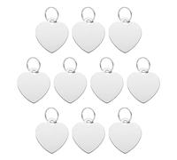 uxcell Pet ID Tags, Metal Engraving Tags, Heart-Shape Dog ID Tag, Silver Blank Tags with Key Rings for Pet Dog Cat, Stamping Pendant Decoration, 10 Pack