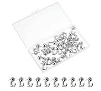 uxcell Picture Hanging Hooks, 30pcs 20 Lbs - Zinc Alloy Hangers Nails, Push Pins for Hanging on Home Office Wooden or Fabric Wall (Silver)