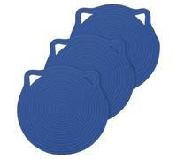 uxcell Pot Holders, 3pcs 12" - Cotton Trivets Set, Cat Ear Heat Insulation Pad, Pot Holder for Cups, Plates, Hot Pots and Pans, Blue