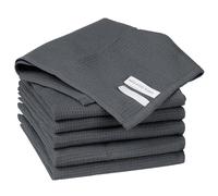 Uxcell Reuseable Cleaning Cloths, 6 Pack Cotton Waffle Weave Kitchen Towels Reusable and Washable Dish Rags for Drying Absorbent Lint Free Rags for House Cleaning Dark Grey 35cm x 35cm