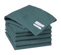 Uxcell Reuseable Cleaning Cloths, 6 Pack Cotton Waffle Weave Kitchen Towels Reusable and Washable Dish Rags for Drying Absorbent Lint Free Rags for House Cleaning Dark Green 35cm x 35cm