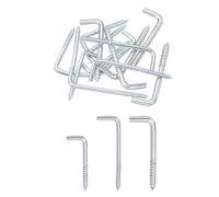 uxcell Right Angle Hooks, 1Set L Shaped Screw Hooks Screw in Hooks, 7 Shape Right Angle Metal Screw Hooks for Hanging, Silver