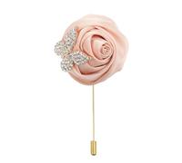uxcell Rose Lapel Pin for Men Suits, Cloth Flower Brooch Handmade Boutonnieres with Gold Leaf/Chain for Suit Bridegroom Wedding Accessories, Bean pink