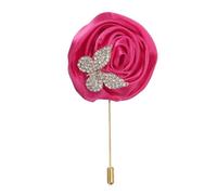 uxcell Rose Lapel Pin for Men Suits, Cloth Flower Brooch Handmade Boutonnieres with Gold Leaf/Chain for Suit Bridegroom Wedding Accessories, Rose Purple