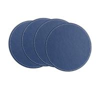 uxcell Round Drink Coasters Set of 4 White Stitched Dual Sided Non-Slip Non-Stick Waterproof Leather Coasters for Drinks, Coffee Table, Housewarming Gifts, Home Decor 4"×4"Blue