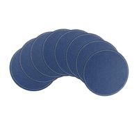 uxcell Round Drink Coasters Set of 8,Dual Sided Leather Coasters 4x4" Blue | White Stitched,Non-Slip,Non-Stick,Waterproof,for Drinks,Coffee Table,Housewarming Gifts,Home Decor