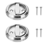 Uxcell Round Recessed Pull 3" Stainless Steel Recessed Door Handle Concealed Brushed Handles Cabinet Hidden Knob for Various Modern Door Silver 2Pcs (Inner Hole Size: 8 x 8mm)