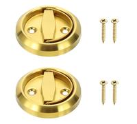 Uxcell Round Recessed Pull 3" Stainless Steel Recessed Door Handle Concealed Brushed Handles Cabinet Hidden Knob for Various Modern Door Gold 2Pcs (Inner Hole Size: 8 x 8mm)