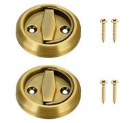 Uxcell Round Recessed Pull 3" Stainless Steel Recessed Door Handle Concealed Brushed Handles Cabinet Hidden Knob for Various Modern Door Yellow 2Pcs (Inner Hole Size: 8 x 8mm)