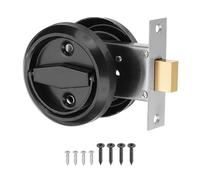 Uxcell Round Recessed Pull 3" Stainless Steel Recessed Door Handle Concealed Brushed Handles Cabinet Hidden Knob with Double Rings for Various Modern Door Black 1Pcs (Door Thick: 30-50mm)