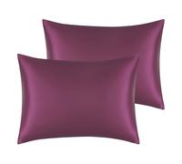 uxcell Satin Pillowcase Standard Set of 2 Soft and Comfortable for Hair and Skin with Envelope Closure, Gifts for Birthday Wine Red Standard (51x66cm)