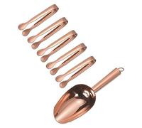 uxcell Serving Tongs, 6pcs - Stainless Steel Ice Scoop and Ice Tong, Mini Kitchen Tongs & Scoops, for Ice Bucket, Sugar, Dessert (Rose Gold)
