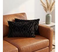 Uxcell Set of 2 Shaggy Plush Faux Fur Throw Pillow Covers for Sofa