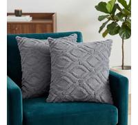 Uxcell Set of 2 Shaggy Plush Faux Fur Throw Pillow Covers for Sofa