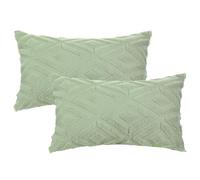 Uxcell Set of 2 Shaggy Plush Faux Fur Throw Pillow Covers Patterned Pillow Covers for Sofa Living Room Green-1 30 x 50 cm