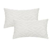 Uxcell Set of 2 Shaggy Plush Faux Fur Throw Pillow Covers Patterned Pillow Covers for Sofa Living Room Beige-1 50 x 30 cm
