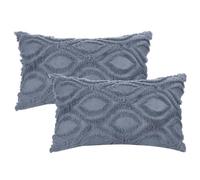 Uxcell Set of 2 Shaggy Plush Faux Fur Throw Pillow Covers Patterned Pillow Covers for Sofa Living Room Grey-2 50 x 30 cm