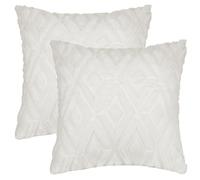 Uxcell Set of 2 Shaggy Plush Faux Fur Throw Pillow Covers Patterned Pillow Covers for Sofa Living Room Beige-1 50 x 50 cm