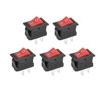 uxcell SPST Mini Boat Rocker Switch Red Toggle Switch for Boat Marine 2pins ON/OFF AC 250V/3A 125V/6A 5pcs