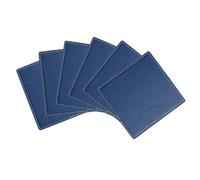 uxcell Square Drink Coasters Set of 6 White Stitched Dual Sided Non-Slip Non-Stick Waterproof Leather Coasters for Drinks, Coffee Table, Housewarming Gifts, Home Decor 4"×4"Blue