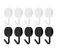 Uxcell Stainless Steel & ABS Wall Hooks, 10Pcs Adhesive Hooks, Black & White, Modern Style, Perfect for Indoor/Outdoor Use
