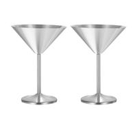 Uxcell Stainless Steel Martini Cocktail Glasses, 2Pcs 180ml/6 OZ Unbreakable Martini Glasses, Red Wine Glass Metal Shatter Proof for Wedding, Parties, Gift,Silver