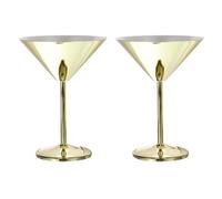 Uxcell Stainless Steel Martini Cocktail Glasses, 2Pcs 180ml/6 OZ Unbreakable Martini Glasses, Red Wine Glass Metal Shatter Proof for Wedding, Parties, Gift，Gold