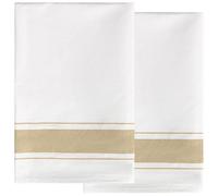 Uxcell Stripe Tea Towels Set, 50cm x 70cm, Absorbent Linen Kitchen Towel, Hand Towels for Hotels, Restaurants and Home Brown Pack of 2