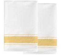 Uxcell Stripe Tea Towels Set, 50cm x 70cm, Absorbent Linen Kitchen Towel, Hand Towels for Hotels, Restaurants and Home Yellow Pack of 2